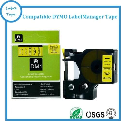 9mm Dymo d1 40918 Black on Yellow Adhesive tape Compatible for Dymo D1 Label Tape Marker 7m