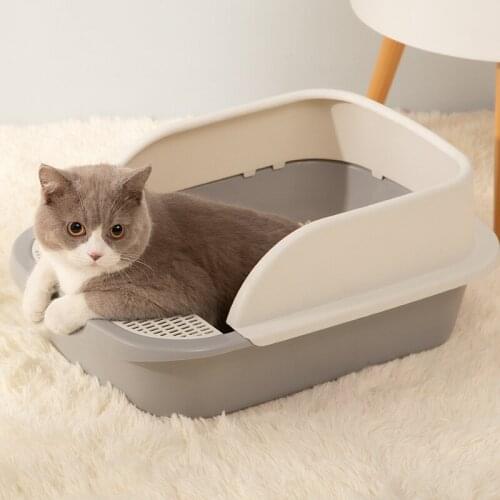 Cat toilet Semi-enclosed Cat litter box design sand box cat tray with mesh for Kittens Easy to clean Large capacity cat bedpans