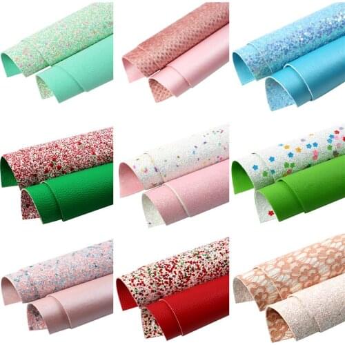 Sequins Faux Leather Sheets Double-side Printed Chunky Glitter Lace For Bow-knot Bags Wallet Earring Scrapbook DIY,1Yc19849