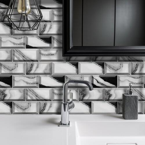 0.54m² Marble Stone Brick Wall Sticker Self-adhesive PVC Tiles Bathroom Waterproof Stickers Kitchen Home Decoration