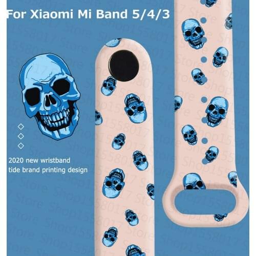 Cartoon Strap For Xiaomi Mi Band 5 4 3 Replacement Skull Bracelet Soft Silicone Wristband for Xiaomi Miband 5 Band 4 Wrist Strap