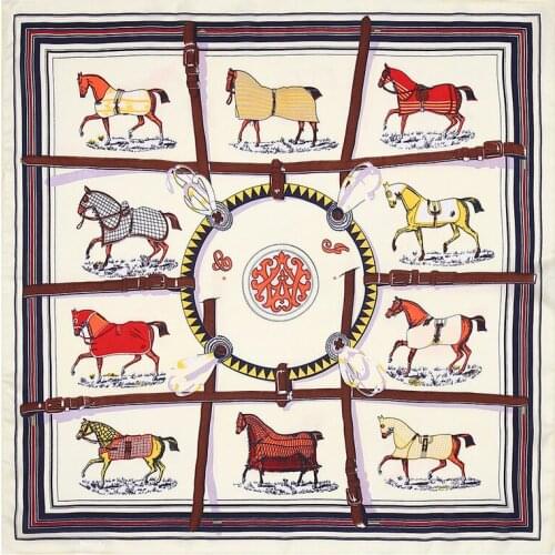 New Womens Scarf Horse Printed Handkerchief Luxury Brand Ladies Headscarf 2021 Fashion Hair Band Scarf Shawl R3