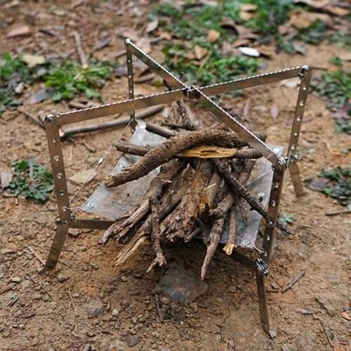 Outdoor Fire Pit Protable Mini Folding Stainless Steel Adjustable Bonfire Stand Camping Hiking Picnic Burning Rack Wood Stove