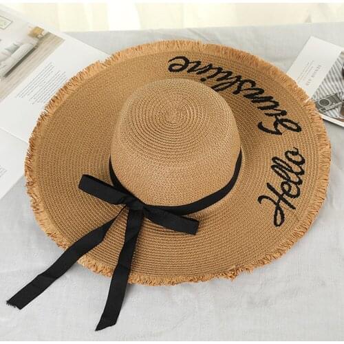 Beach Vacation Sunscreen Big Hat Women Wide Brim Bow-knot Bandage Sweet Casual Dome Fresh Khaki Western Summer Straw Hats