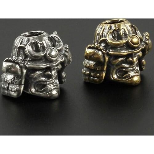 Samurai Brass Knife Skull Beads Umbrella Rope Cord Outdoor Knife Pendant Japanese Helmet Paracord Beads