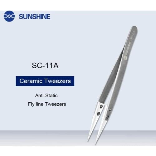 SC-11A Anti-Static Ceramic Tweezers Fly line IC Components Insulated Pointed Tweezers Phone Repair Non-Slip Straight Tip Jig