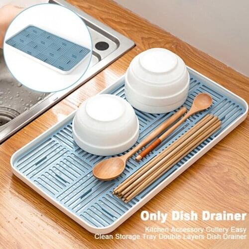 Kitchen Sink Storage Rack, Soap and Sponge Rack, Bottle and Cup Tableware Drain Tray-dishwashing Sponge, Storage Tray