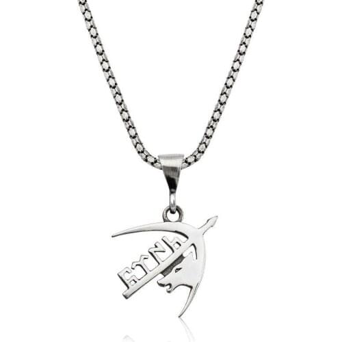 Tevuli 925 Sterling Silver Gray Wolf and Arrow Göktürkçe Turkish Written Pendant