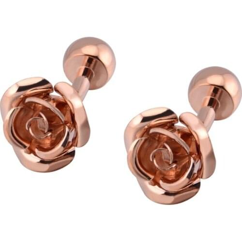 Rose Cufflinks In Tie Clip&Cufflinks For Men Women Environment-friendly Plated Rose Shape Elegant Cufflinks 2019 Gift