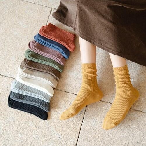 Woman Socks 1 Pair Solid Color Cotton 2020 Autumn Fashion New Breathable Comfortable Deodorant Fashion Sports Socks Women