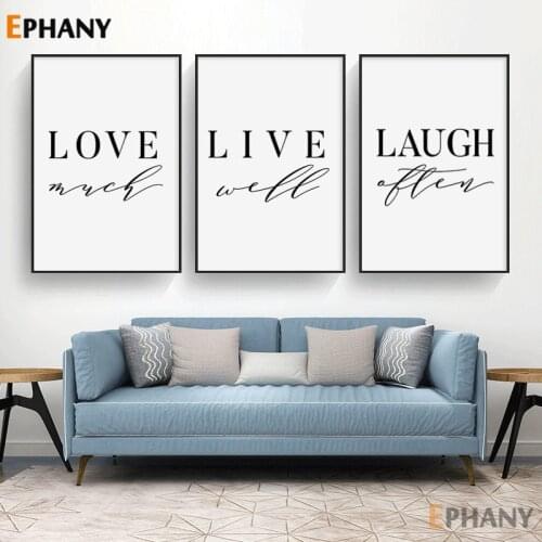 Live Laugh Love Quotes Wall Art Canvas Painting Poster Simple Print Minimalist Modern Living Room Decorative Picture Home Decor