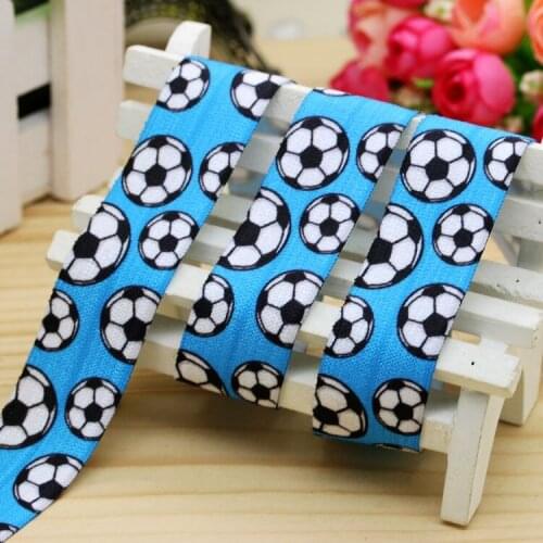 1'' Free shipping Fold Elastic FOE football printed headband headwear hairband diy decoration wholesale OEM P5550