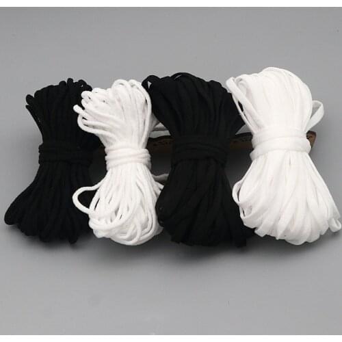 10yards 3MM/5MM Elastic Band Cord for DIY Face Mask Ear Cord Belt Black White Mouth Mask Rubber String Rope Craft Accessory