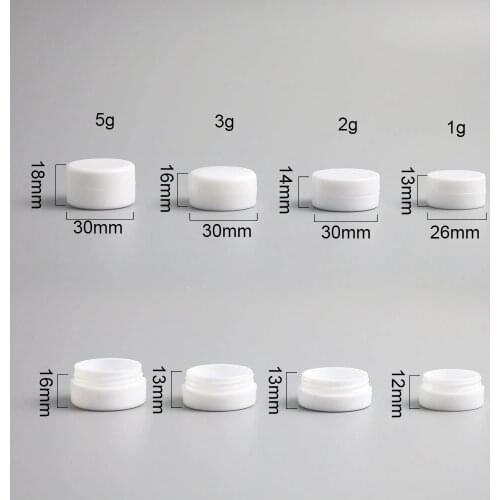 100Pcs 1g 2g 3g 5g Mini White Plastic Empty Jar Pot Travel Cosmetic Sample Makeup Face Cream Containers Nail Art Organizer Home