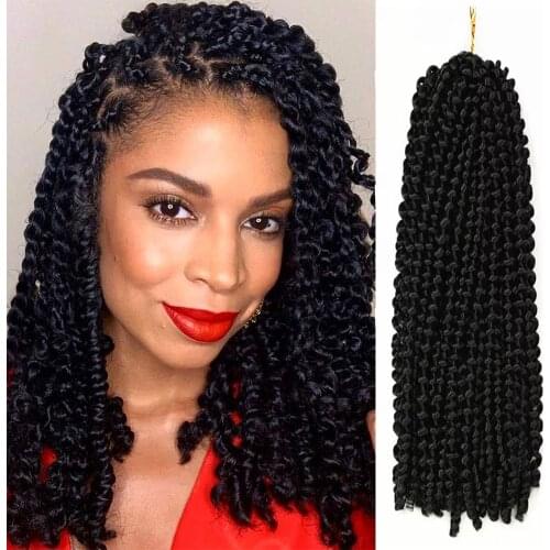 12 Inch Afro Ombre Brown Spring Twist Synthetic Braiding Hair Pre-Twisted Passion Twist Curly Crochet Braids Bomb Hair HeyMidea