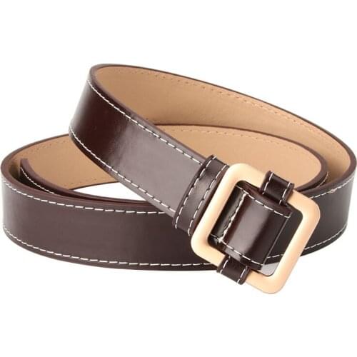 2019 Fashion Leather Women Belts Female Causal Belt Square Gold Buckle Belts for Women Lady Designer Girdle Luxury Straps