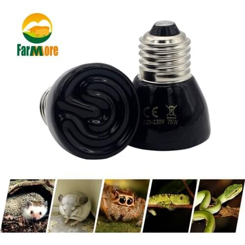 25/50/75/100W Infrared Lamp Pet Heating Bulb Small Ceramic Heater Lamp Ceramic Infrared Bulb Turtle Lizard Pet Reptile Supplies