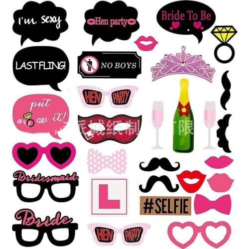 30pcs Single Queen Party Princess Goddess Paper Mask Beard Bachelor Party Photo Props aa043