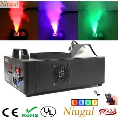 Wireless Remote +DMX512 Control 1500W LED Fog Machine/LED Pyro Vertical Smoke Machine/Stage Fogger With RGB 3IN1 24x9W LED Light