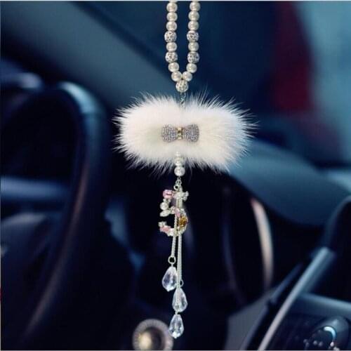 Bling Car Hanging Accessory For Girls Diamond Bowknot Pendant In Car Rearview Mirror Ornament Luxury Crystal Auto Interior Decor