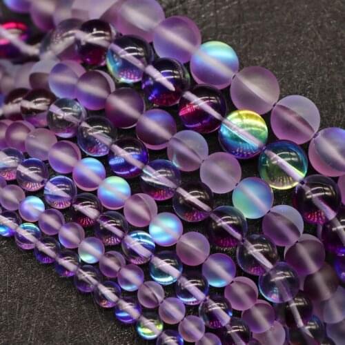 6-12mm DK Purple Color Shimmer Stone Grind Arenaceous Bright Labradorite Moonstone DIY Beads For Women Accessories Wholesale