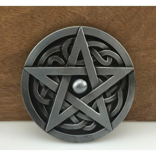 BuckleClub wholesale retro zinc alloy celtic star cowboy jeans gift belt buckle FP-03384 pewter finish 4cm width loop