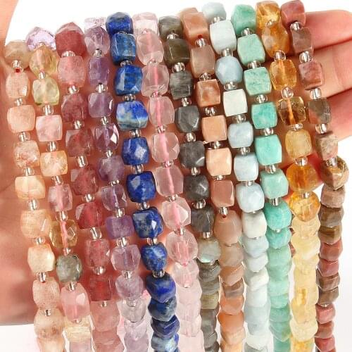 Natural Stone Column Sunstone Amazonite Quartz Labradorite Rhodonite Beads for Jewelry Making Diy Needlework Wholesale Lots Bulk