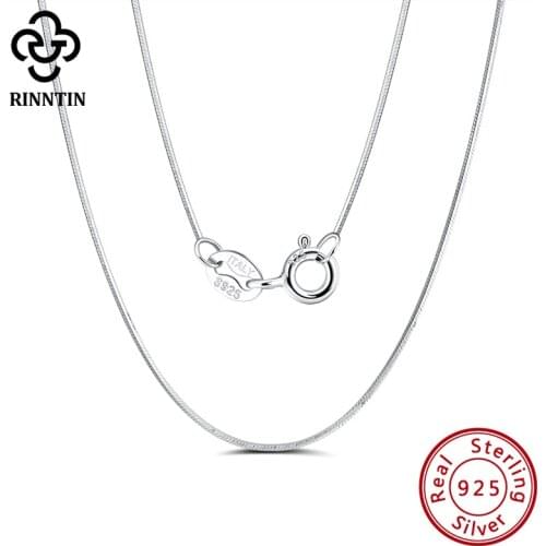 Rinntin 925 Sterling Silver Snake Thick Chain Necklace for Women Men 40/45/50/55/60cm Fashion 8 Sided Neck Chain Jewelry SC19