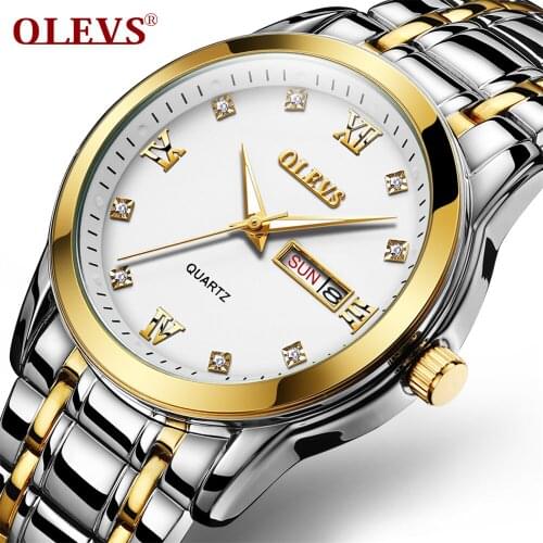 OLEVS Classic Mens Watch Top Brand Quartz Wristwatches Business Style Stainless Steel Luxury Fashion Clock for Rolexable Watches