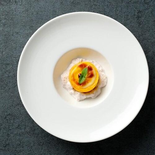 French dessert decoration plate simple flying saucer straw hat-shaped tableware fine high-end restaurant creative dinner plate