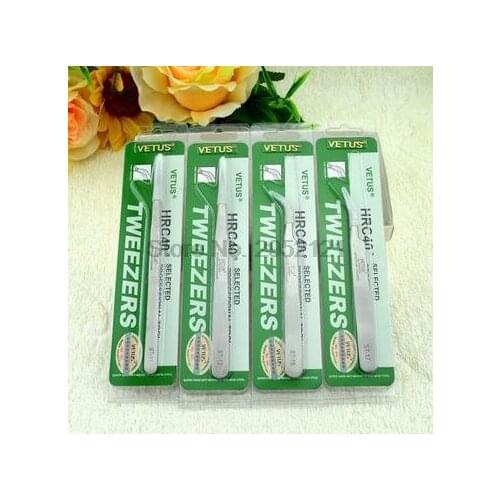 By dhl or ems 200pcs Eyelashes Tweezer Stainless Steel Industrial Accuracy Anti Acid Eyelashes Extension Tweezers Tool new