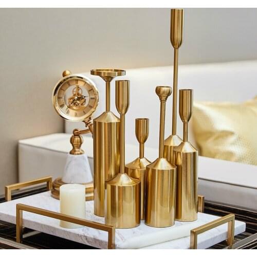 European Metal Candlestick Wedding Luxury Table Romantic Decorations New Year Party Candle Holder Gold Color Scandinavia Style