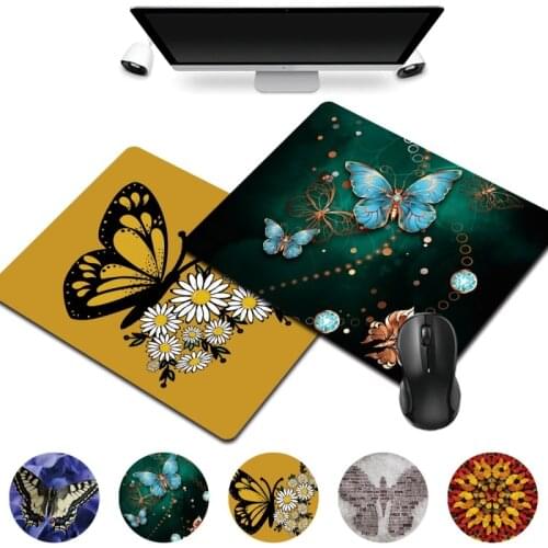 Smooth Gaming Mouse Mat Butterfly Pattern Series Anti-skid PU Leather Mousepad Home Office Computer Portable Mouse Pad