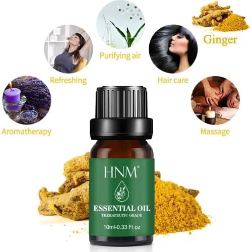 HNM Ginger 10ML Pure Plant Essential Oils Aromatherapy Diffuser Aroma Peppermint Vanilla Sandalwood Chamomile Geranium Clove Oil