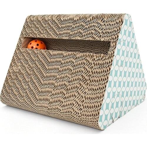 Cat Toys, Pet Claw Grinder, Cat Supplies, Corrugated Triangle Fun, Bell Ball Cat Scratcher