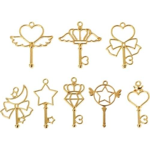 8Pc Magic Wand Frame Pendant Open Bezel Blank Setting UV Resin Jewelry DIY Charm
