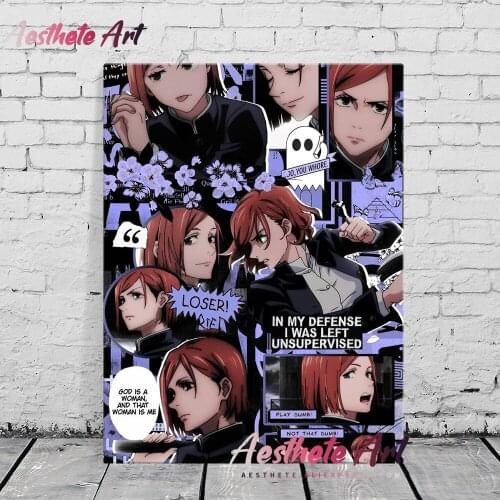 Jujutsu Kaisen Nobara Kugisaki Anime Collage Canvas Painting Wall Art Posters Prints Pictures Living Room Decoration Home Decor