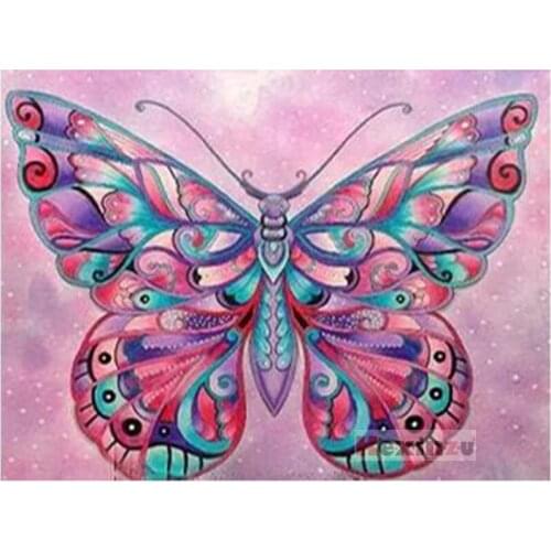 Kexinzu Full 5D DIY Square Diamond Painting Cross Stitch-Color butterfly-3d Round Embroidery Mosaic Resin Home Decor Gift W4552