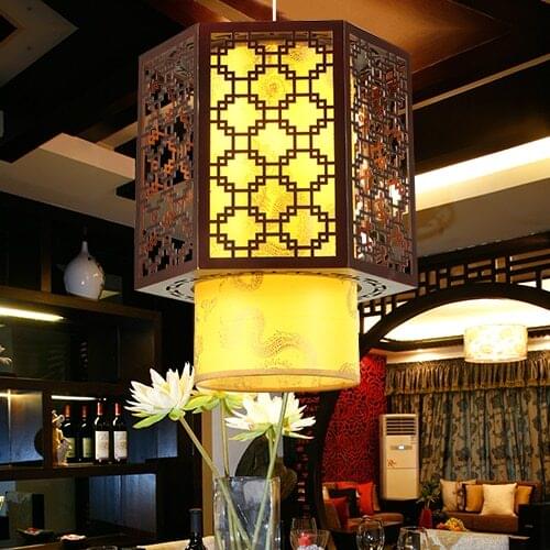 Chinese wooden dining room chandelier bedroom t wood sheepskin pendant lamp m