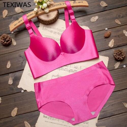 TEXIWAS Elegant Seamless adjustable Bra Set Women Brief Lingerie Bra and Panties Set Multi-color Crop Top A B C cup Lingerie set