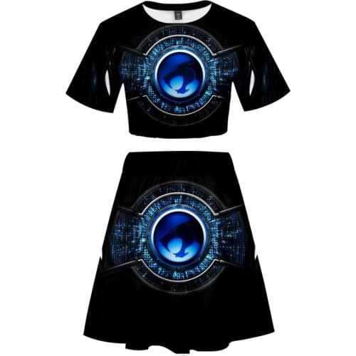 Kawaii Anime ThunderCats Two Piece Set Hot Womens Fashion Summer Short Skirt Suit New Casual Cool Womens Sets Clothes Y2K
