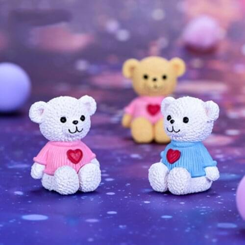 ZOCDOU 1 Piece Cute Cartoon Cute Lovely Bear In Love Small Statue Figurine Ornament Miniatures Children Toy Decoration Gift