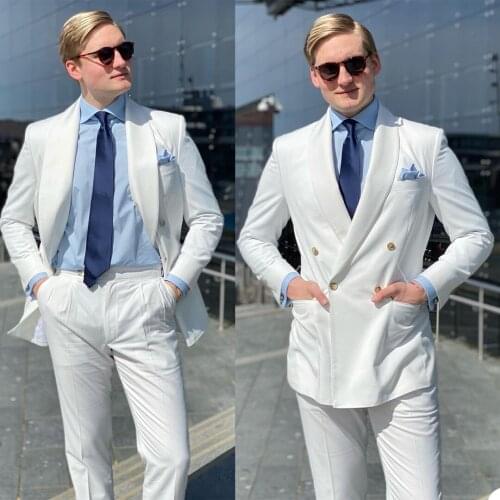 Summer Men Tuxedos Custom Made Shawl Lapel Double Breasted Blazer Handsome Smart Casual Daily Coat 2 Pieces