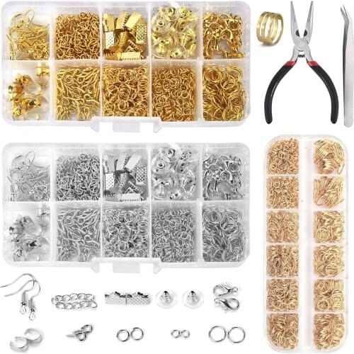 Alloy Jewelry Making Accessories Kit Copper Wire Open Jump Rings Earring Hook Jewelry Findings Set Jewelry Making Tools