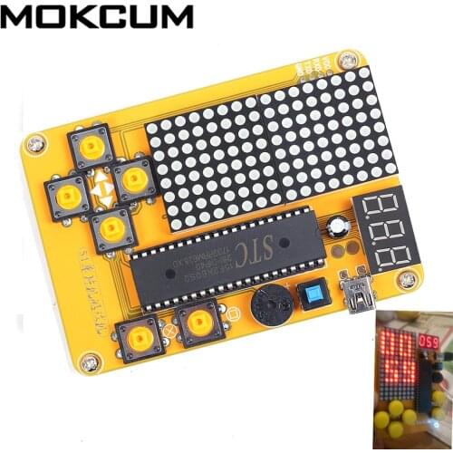 DIY Kit Tetris Snake Plane Racing Game Kit DIY Electronics Experiment Kit with Shell Button Control MCU Computer Game Machine