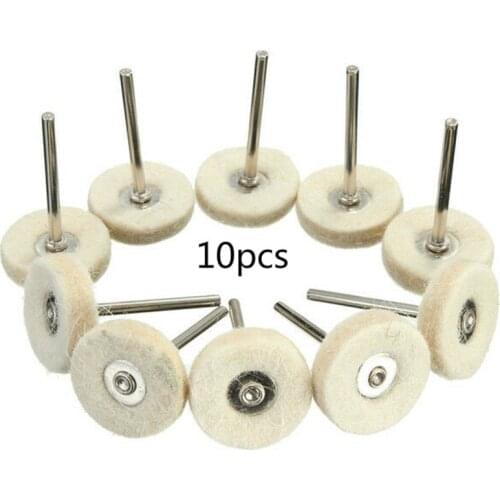 10-piece set of 25mm grinding polishing and polishing wheel pad wool felt with handle for rotating tool accessories