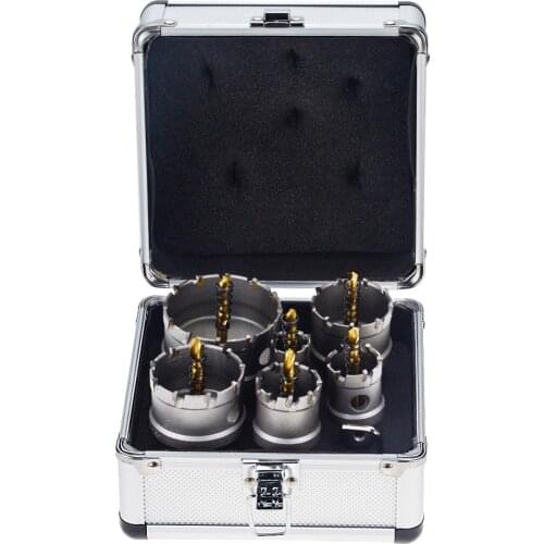 6PCS/BOX 22 30 35 45 50 65MM Carbide TCT Core Drill Bit Sets Metal Cutter Core Hole Saw Metalworking Tool Stainless Steel Alloy