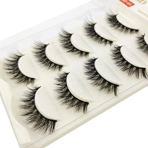 HBZGTLAD 5 Pairs 3D Handmade Fake Eyelashes Natural Long Thick Daily Makeup Thick Cross Eyelashes Eye Lashes