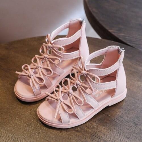 2020 New Girls Sandals Soft Leather Roman Shoes Korean Childrens Sandals Princess Shoes Summer New Baby Sandals Tide