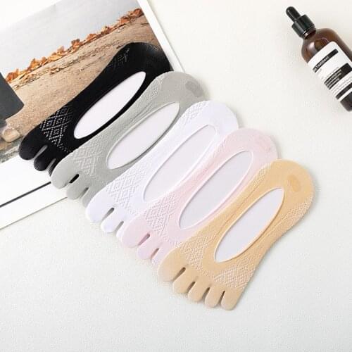 New Arrival Womens Socks Invisibility Solid Toe Sock Slippers Anti-skid Mesh Five Finger Socks Summer Breathable meias Dropship